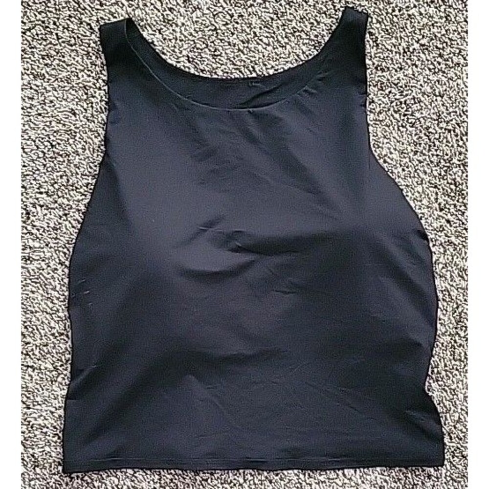 Women's Black 18 Swim Tank Top High Neck Racer Back XL Solid Lands' End S1148